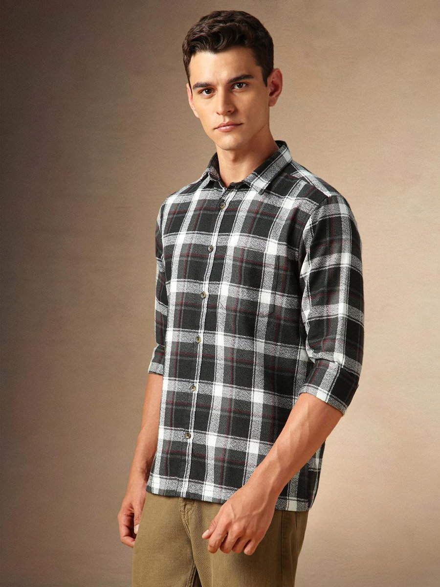 Checked Button Down Casual Shirt