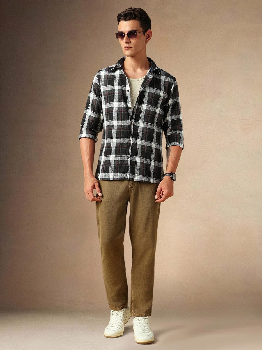 Checked Button Down Casual Shirt