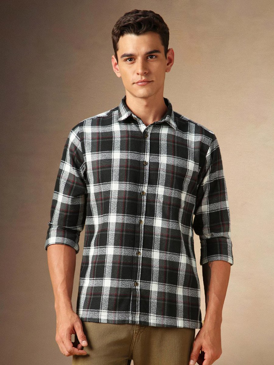Checked Button Down Casual Shirt