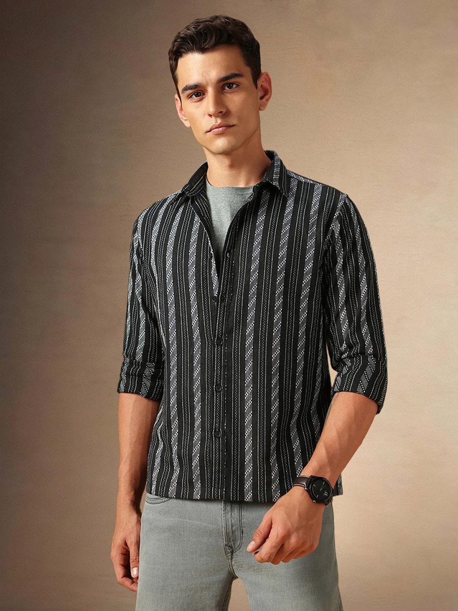 Button Down Striped Casual Shirt