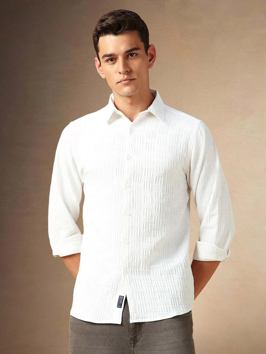 Button Down Collar Plain Casual Shirt