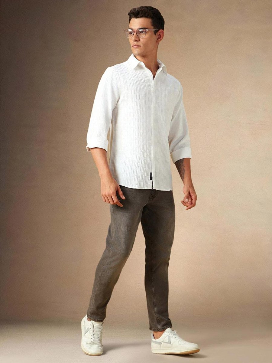 Button Down Collar Plain Casual Shirt