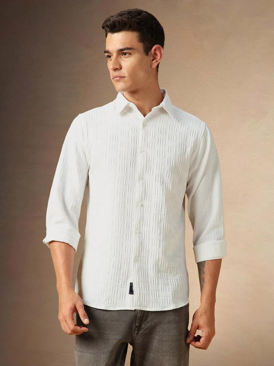 Button Down Collar Plain Casual Shirt