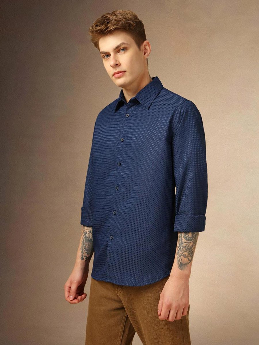 Button-Down Collar Plain Regular Fit Shirt