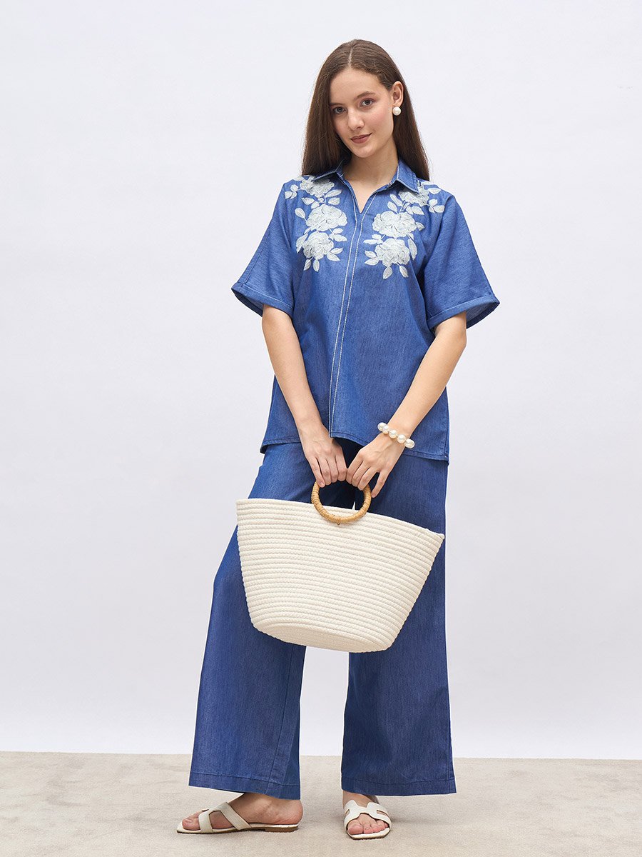 Cotton Chambray Pants with Slip Pocket