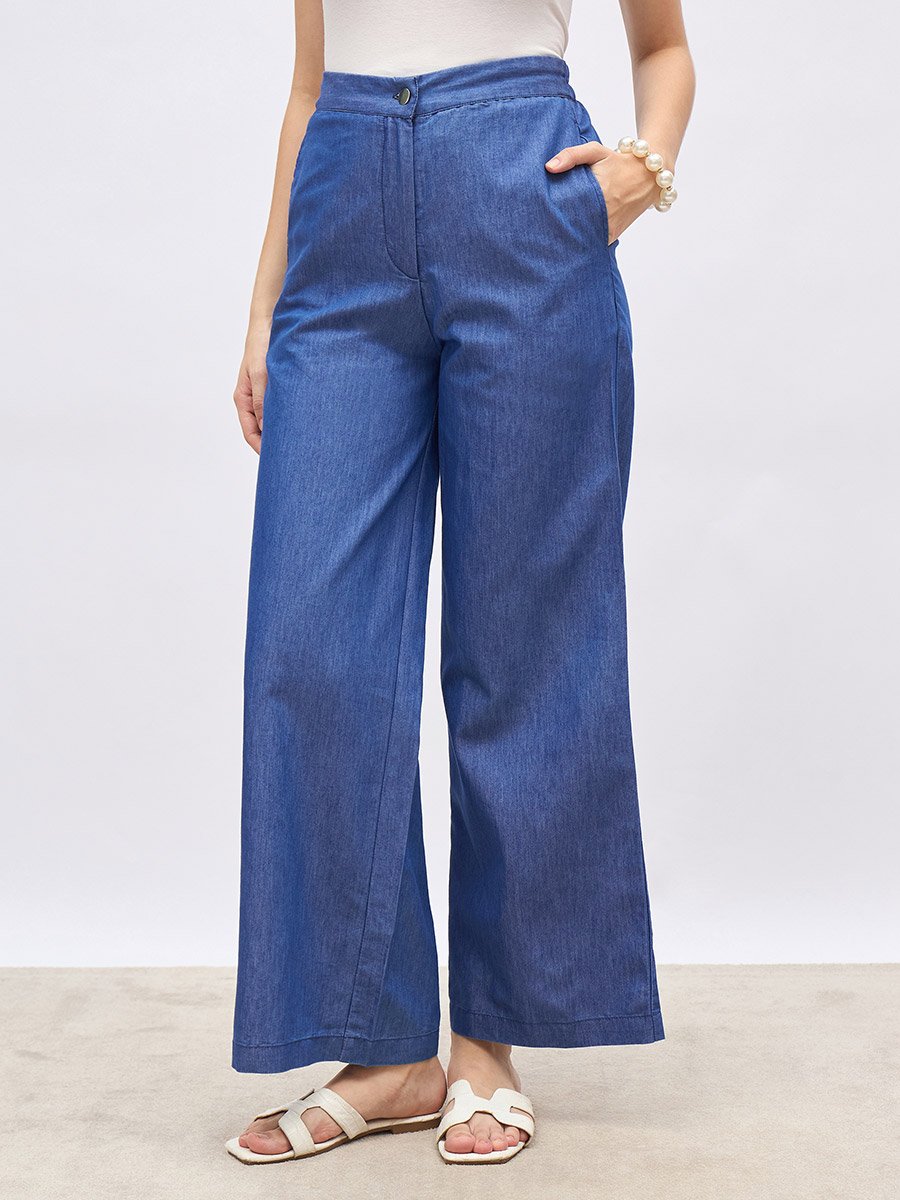 Cotton Chambray Pants with Slip Pocket