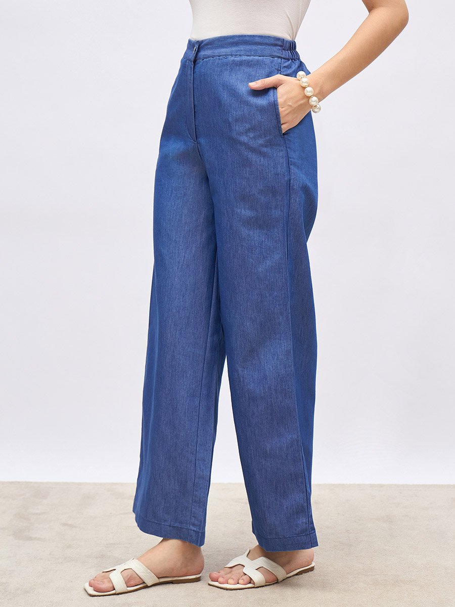 Cotton Chambray Pants with Slip Pocket