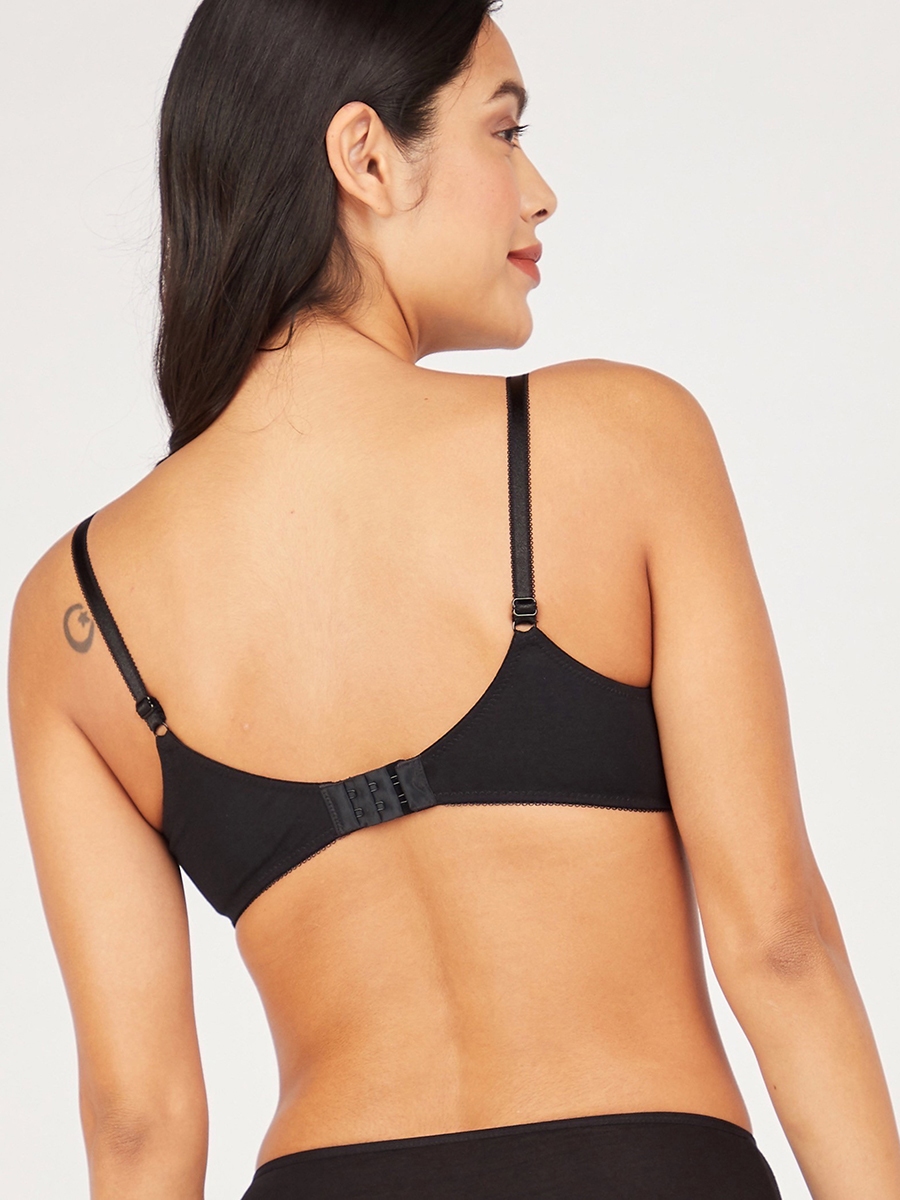 Lace Detail Non-Padded Basic Bra with Adjustable Straps