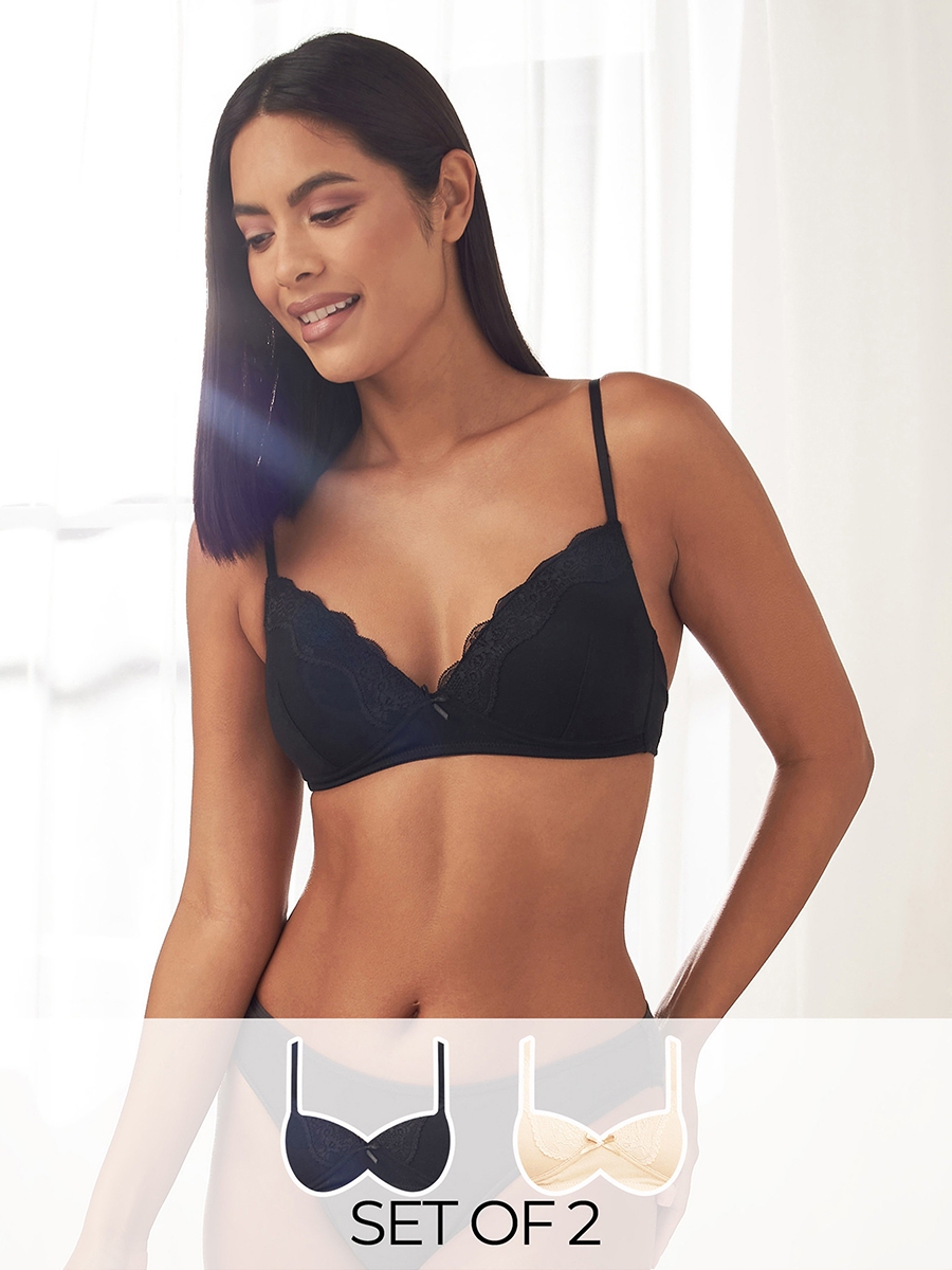 Pack of 2 - Lace Detail A-frame Bra