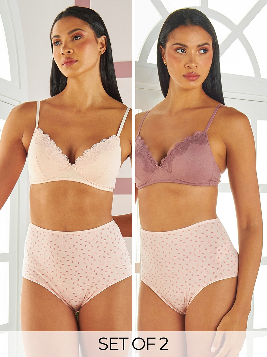 Pack of 2 - Lace Trim Padded Bra
