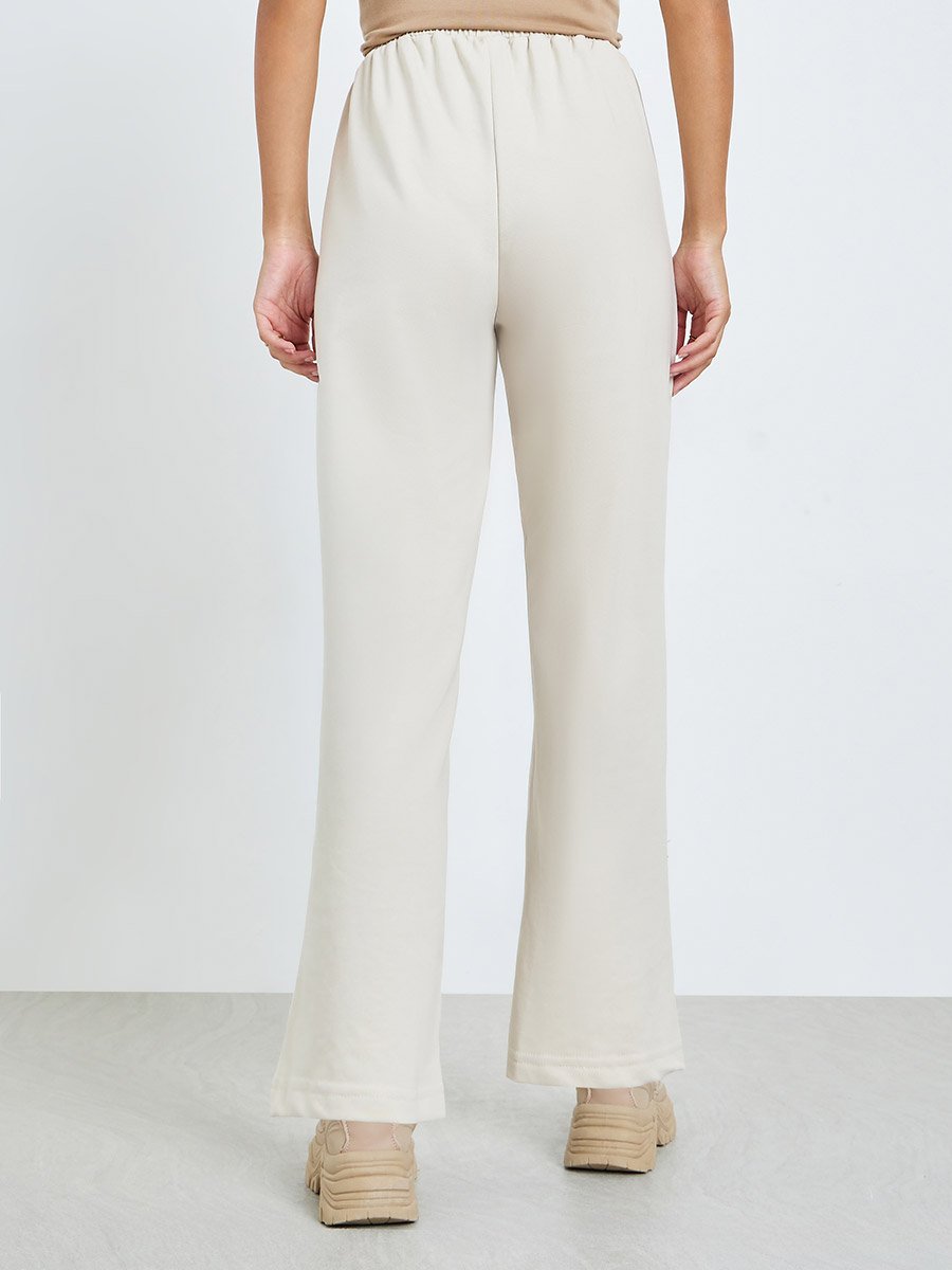 Beige Knitted Joggers with Drawstring Waist