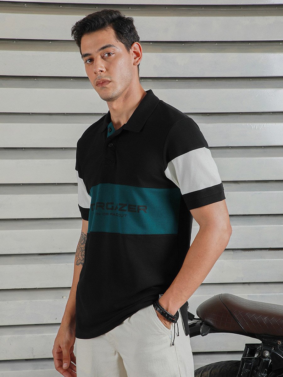 Color Block Regular Fit Polo Neck T-Shirt