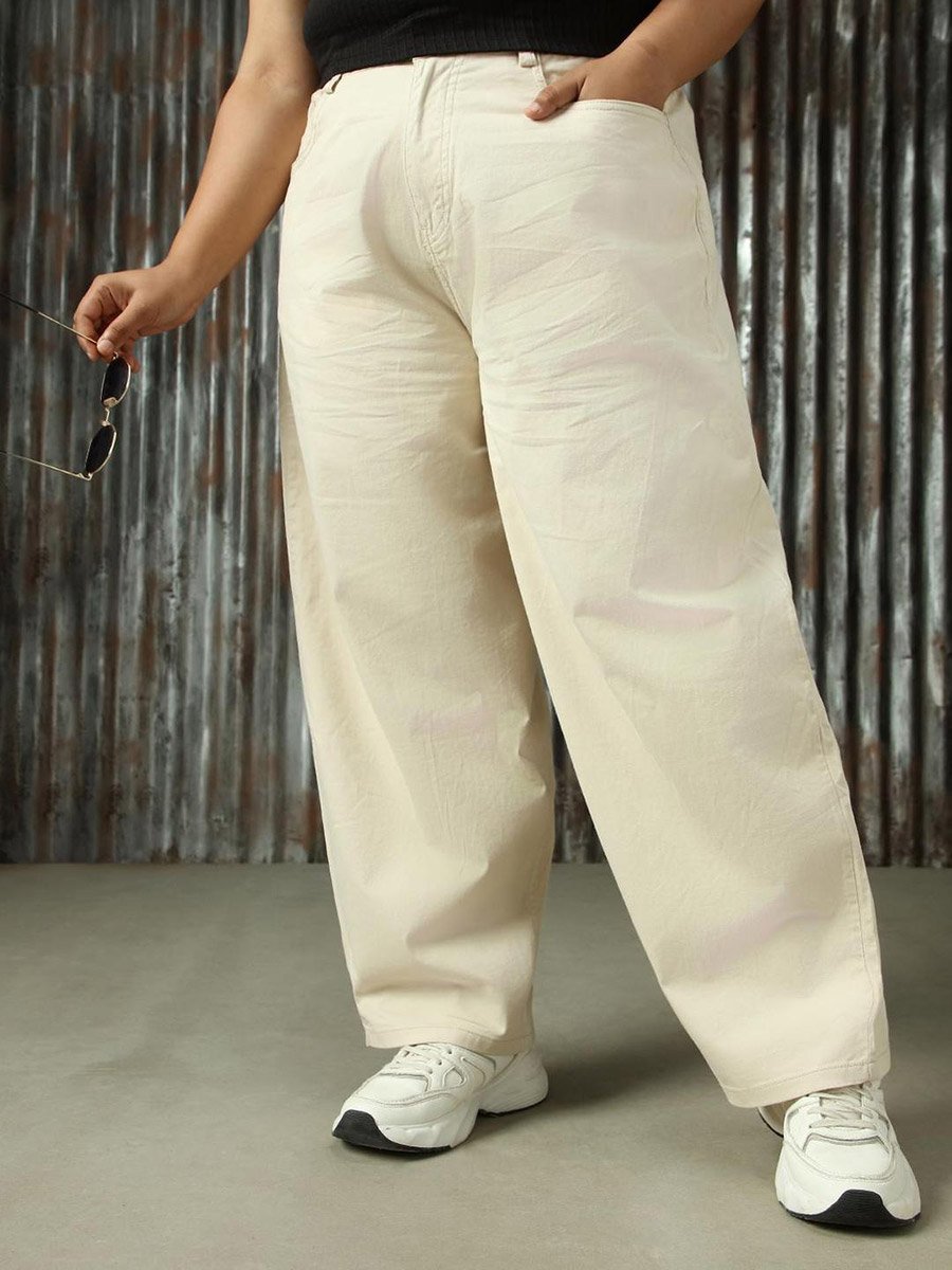 Plus Size High Rise Regular Fit Trousers