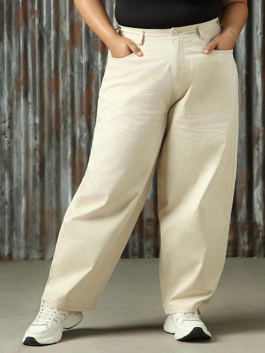 Plus Size High Rise Regular Fit Trousers