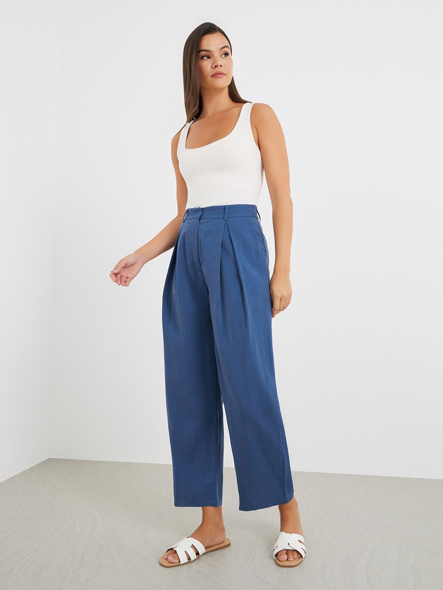 Inverted Pleated Wide Leg Pants