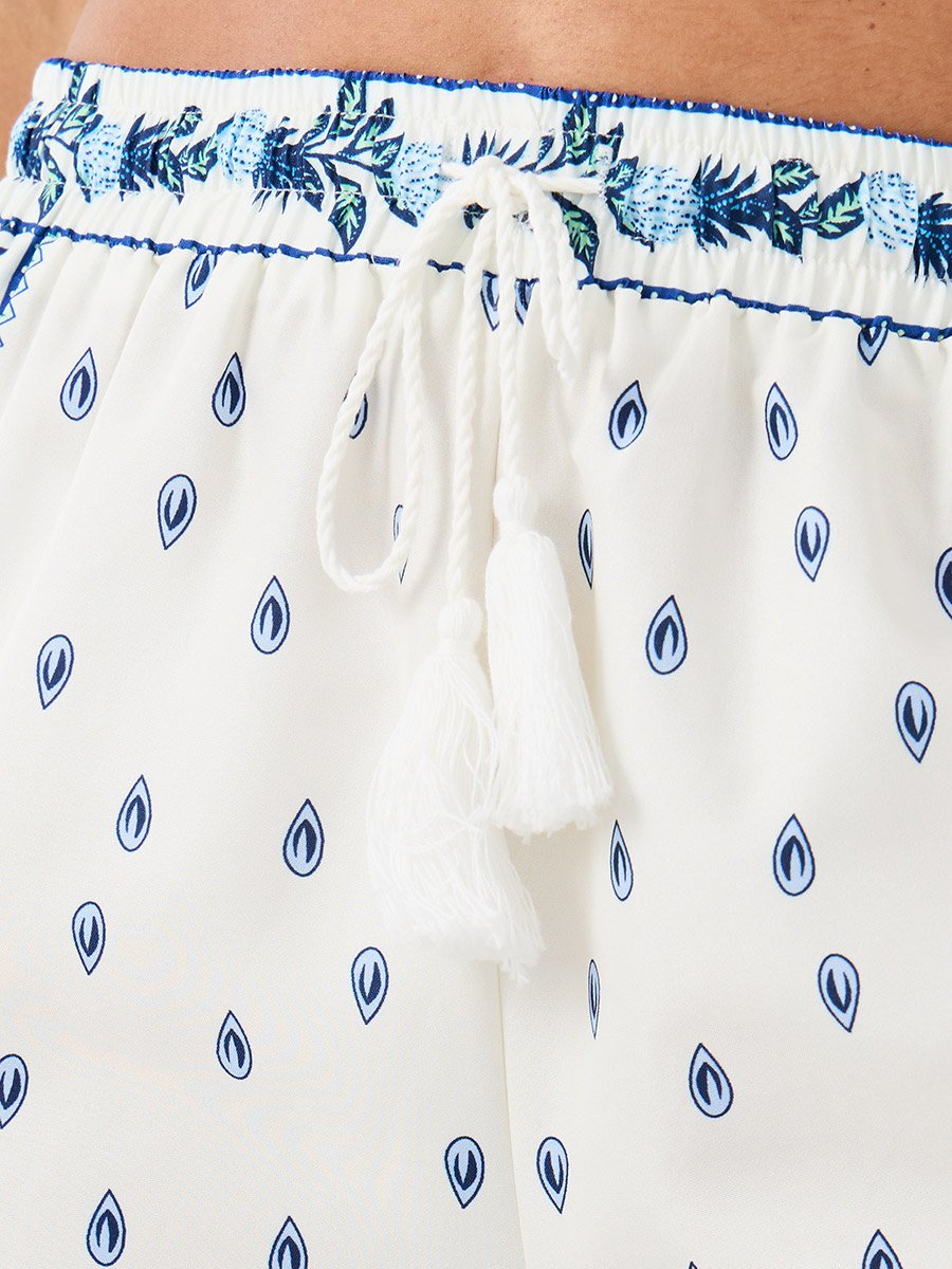 Printed Wide Leg Pants with Drawstring