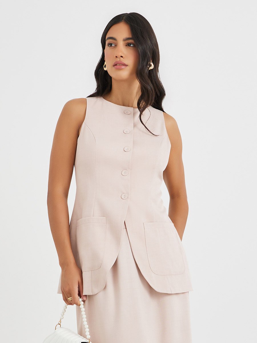 Buttoned Longline Waistcoat