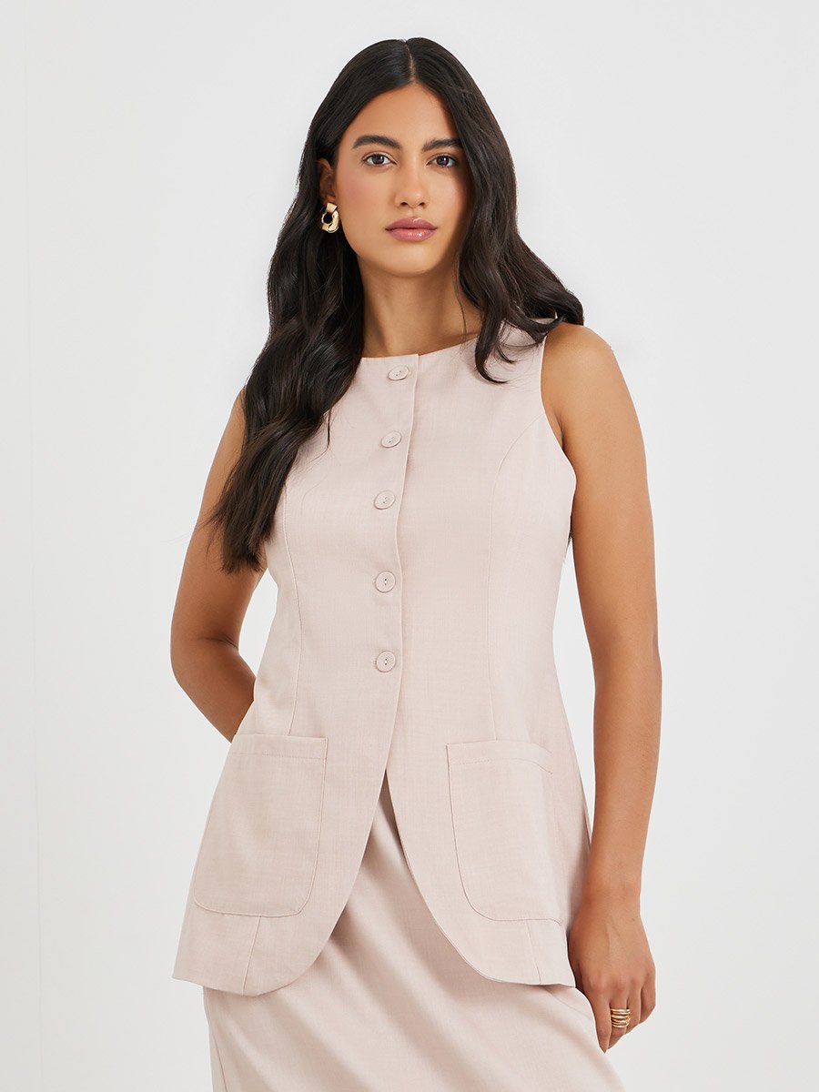Buttoned Longline Waistcoat