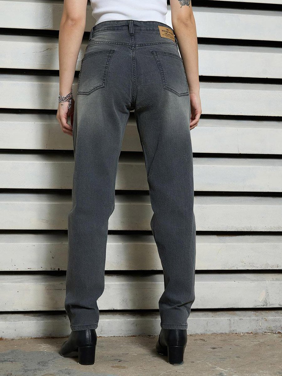 High Rise Faded Regular Fit Jeans