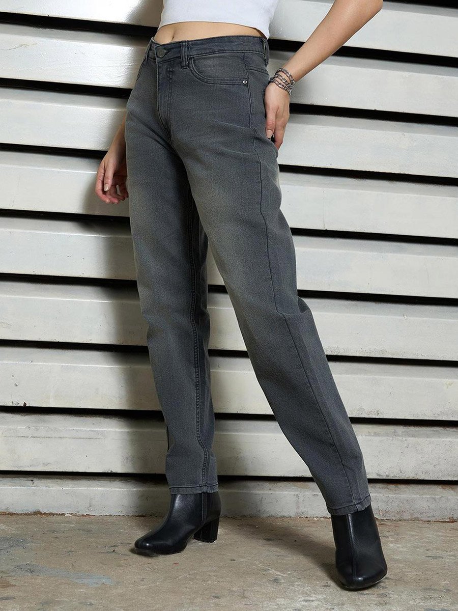 High Rise Faded Regular Fit Jeans