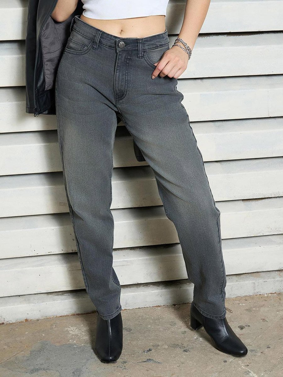 High Rise Faded Regular Fit Jeans