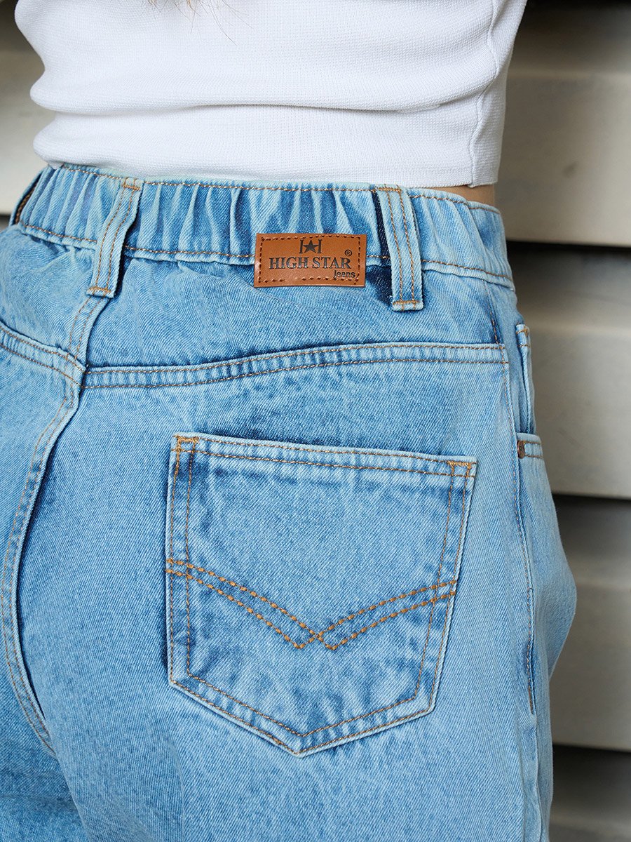 High Rise Mid Wash Regular Fit Jeans