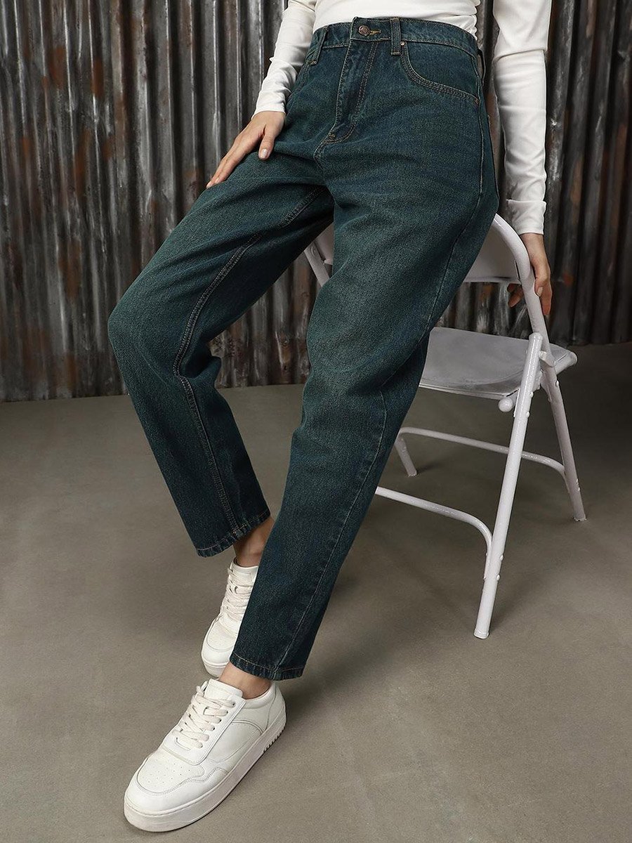 High Rise Faded Regular Fit Jeans