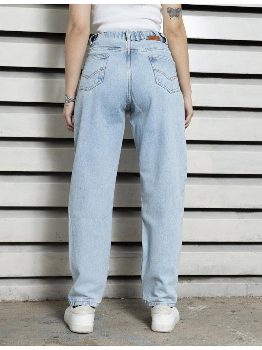 High Rise Mid Wash Regular Fit Jeans