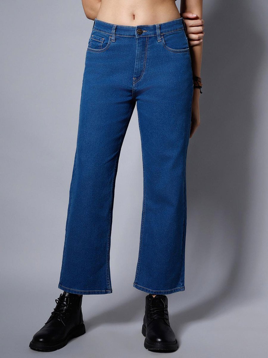 High Rise Plain Regular Fit Jeans