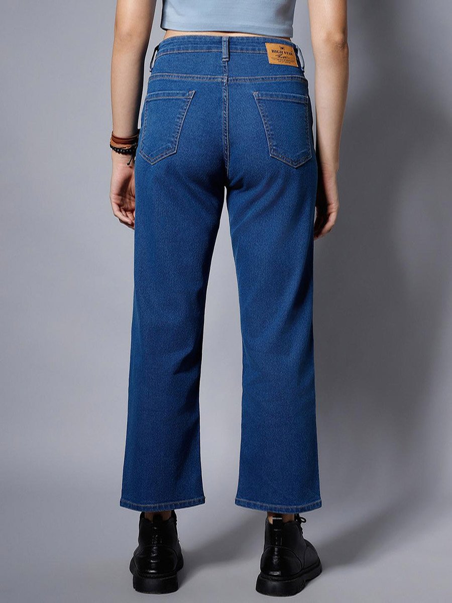 High Rise Plain Regular Fit Jeans