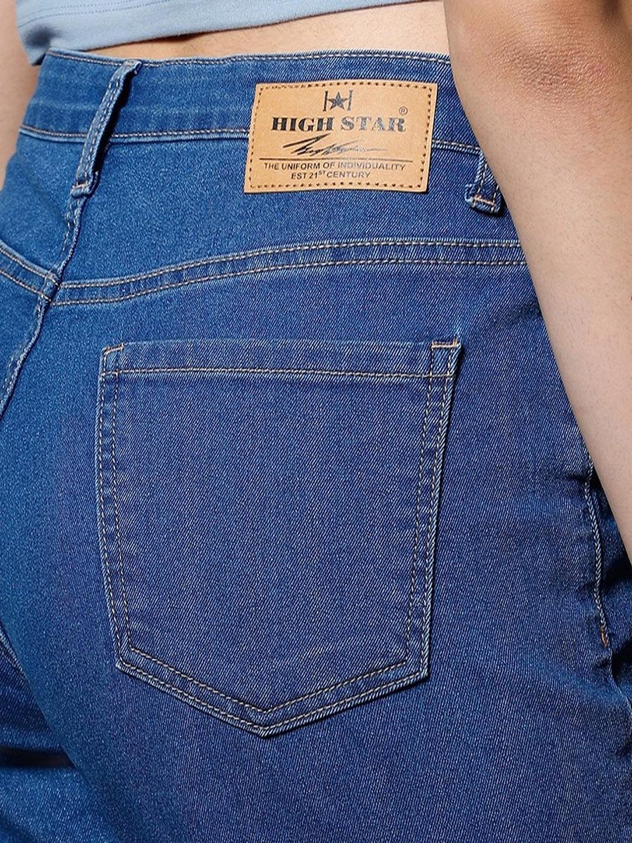 High Rise Plain Regular Fit Jeans
