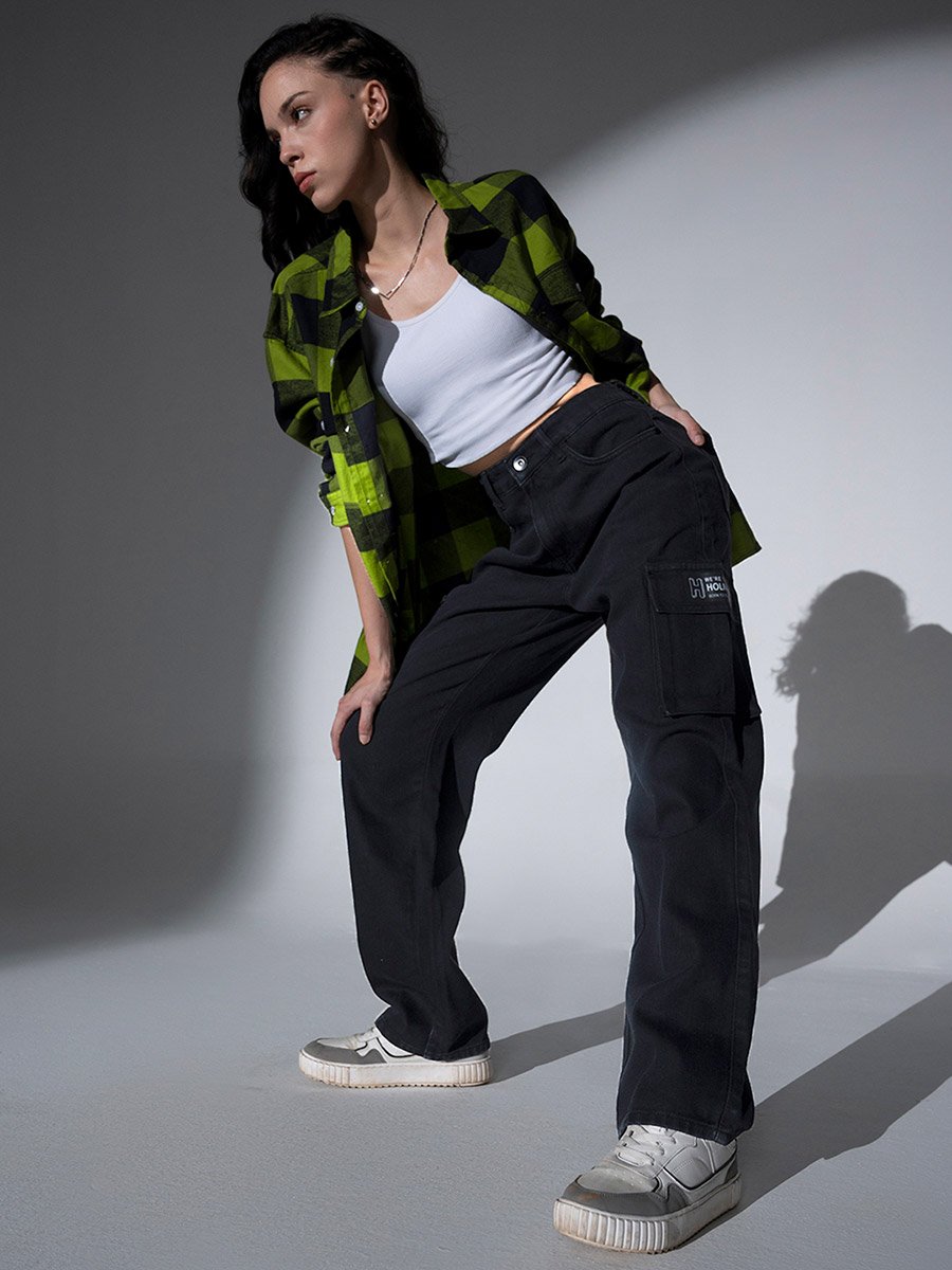 Mid Rise Pocket Cargo Jeans
