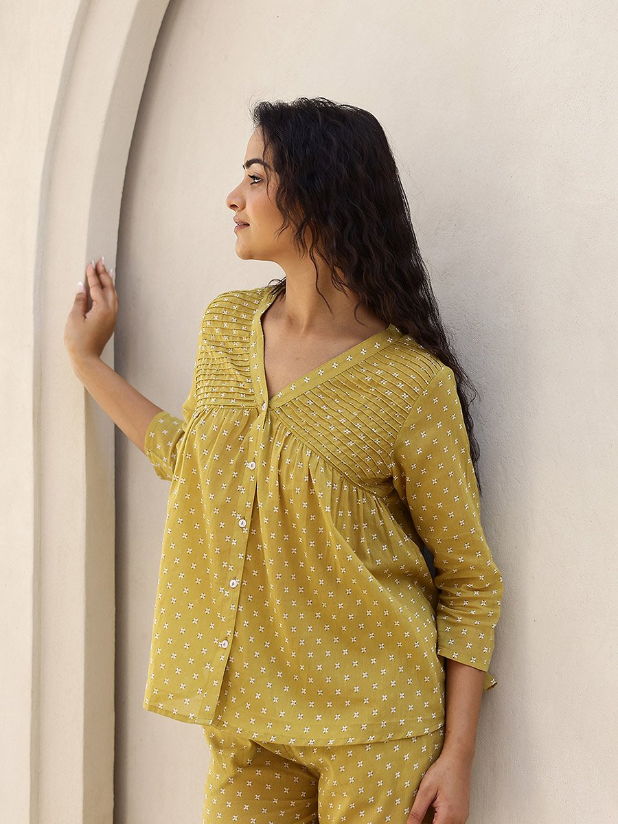 Printed Pure Cotton Shirt and Pyjama Set