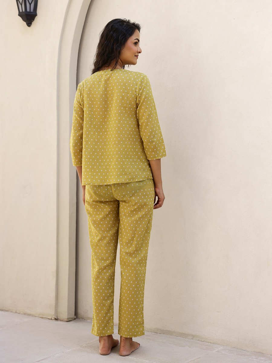 Printed Pure Cotton Shirt and Pyjama Set