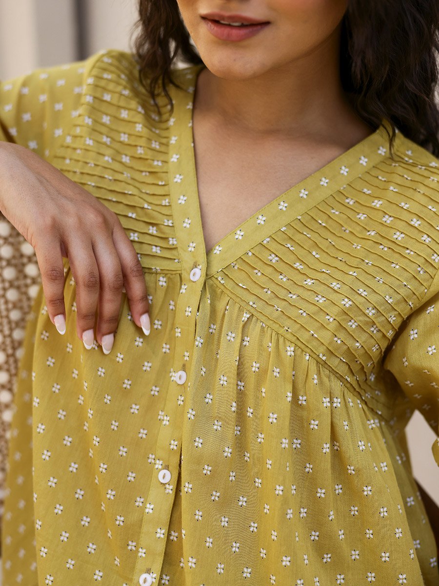 Printed Pure Cotton Shirt and Pyjama Set