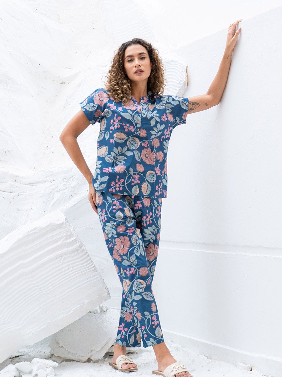 Printed Pure Cotton Top with Trousers Co-Ords