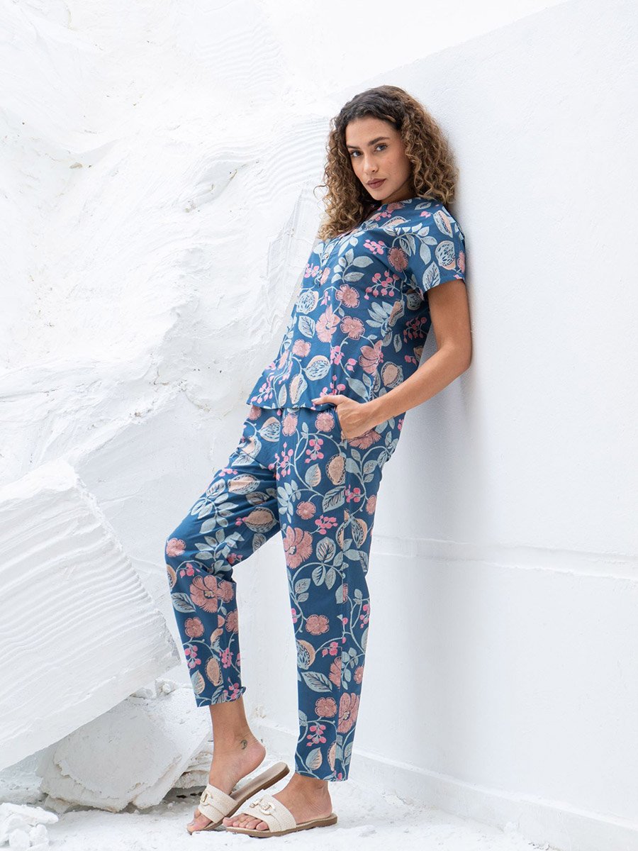 Printed Pure Cotton Top with Trousers Co-Ords