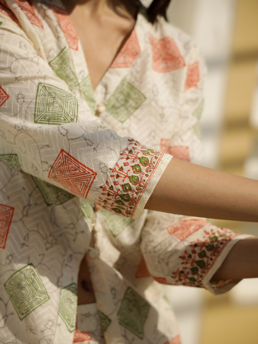 Printed Pure Cotton Top with Trousers Co-Ords