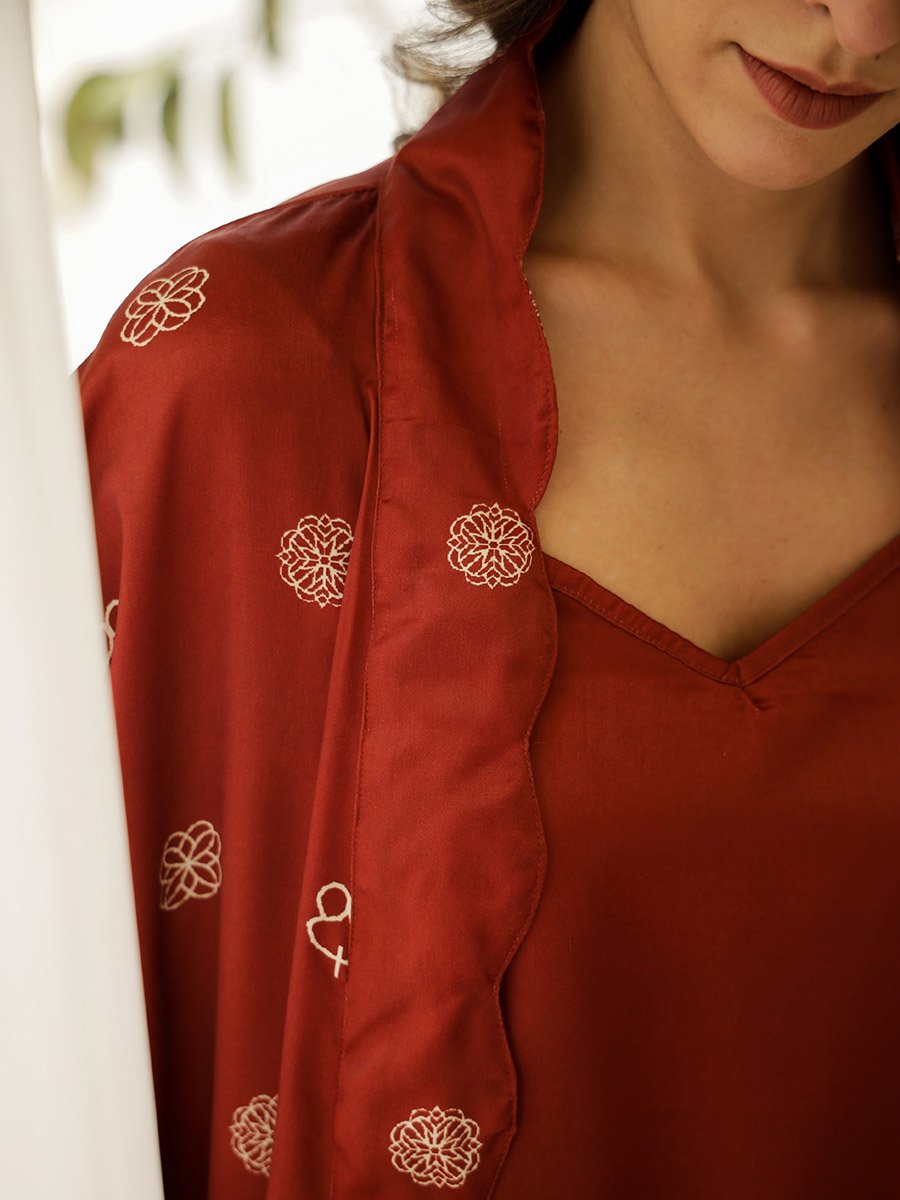 Printed Kimono with V-Neck Top and Trousers Co-ords