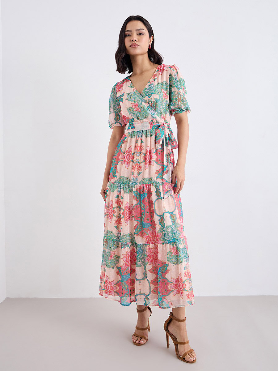 Floral Print Tiered Maxi Dress