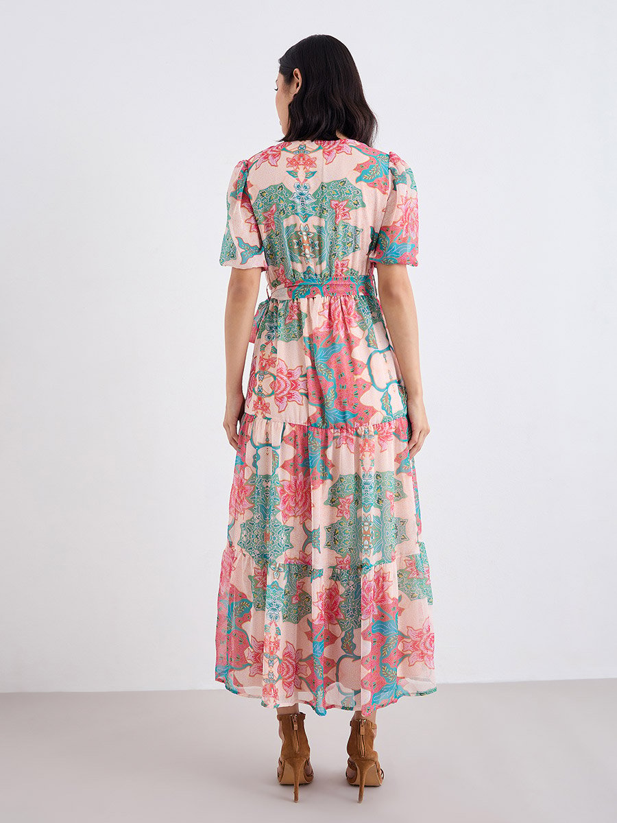 Floral Print Tiered Maxi Dress