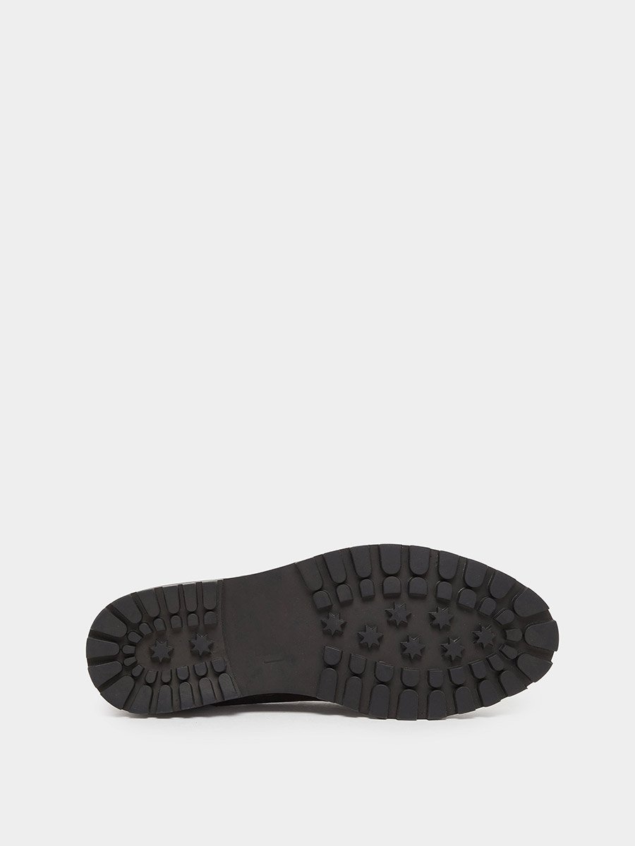 Croc-Textured Chain Accent Chunky Loafers