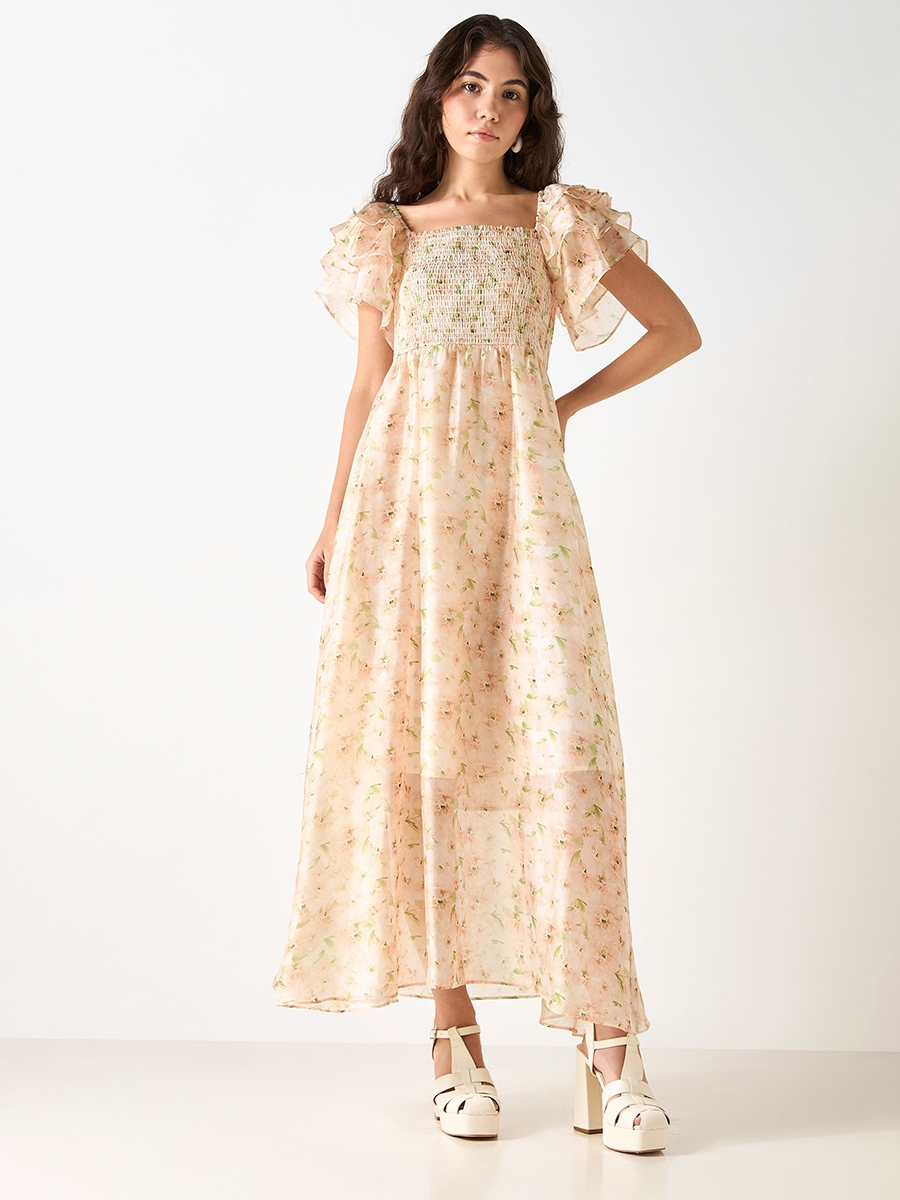 maxi ruffle dress long sleeve Ava. Long Sleeve Ruffle Maxi Dress – ELF