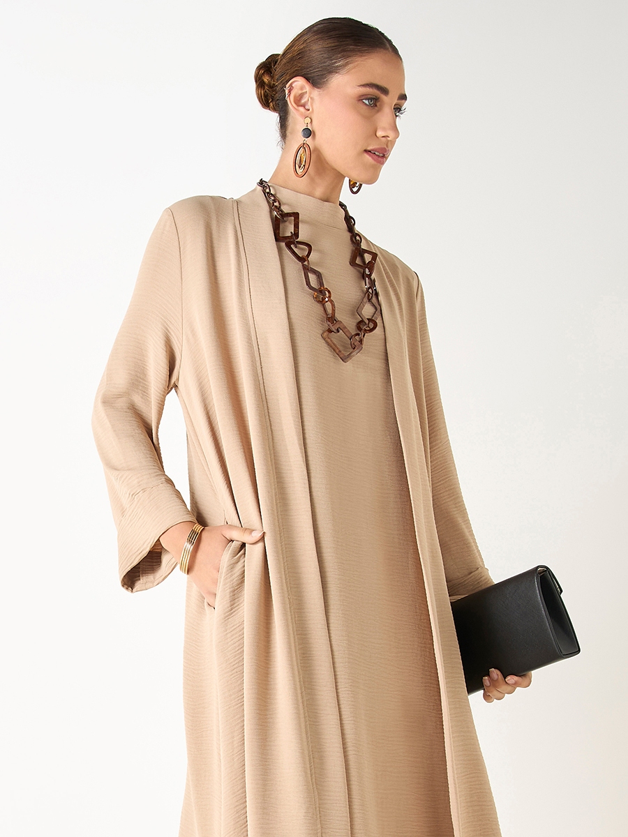how to wash a linen dress Blue Knit Dress Long Sleeve Shrug Set