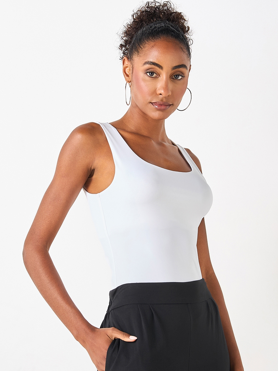 Solid Tank Top with Square Neck