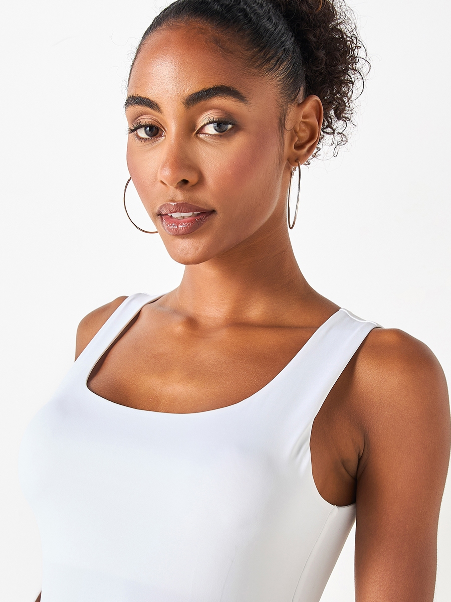 Solid Tank Top with Square Neck