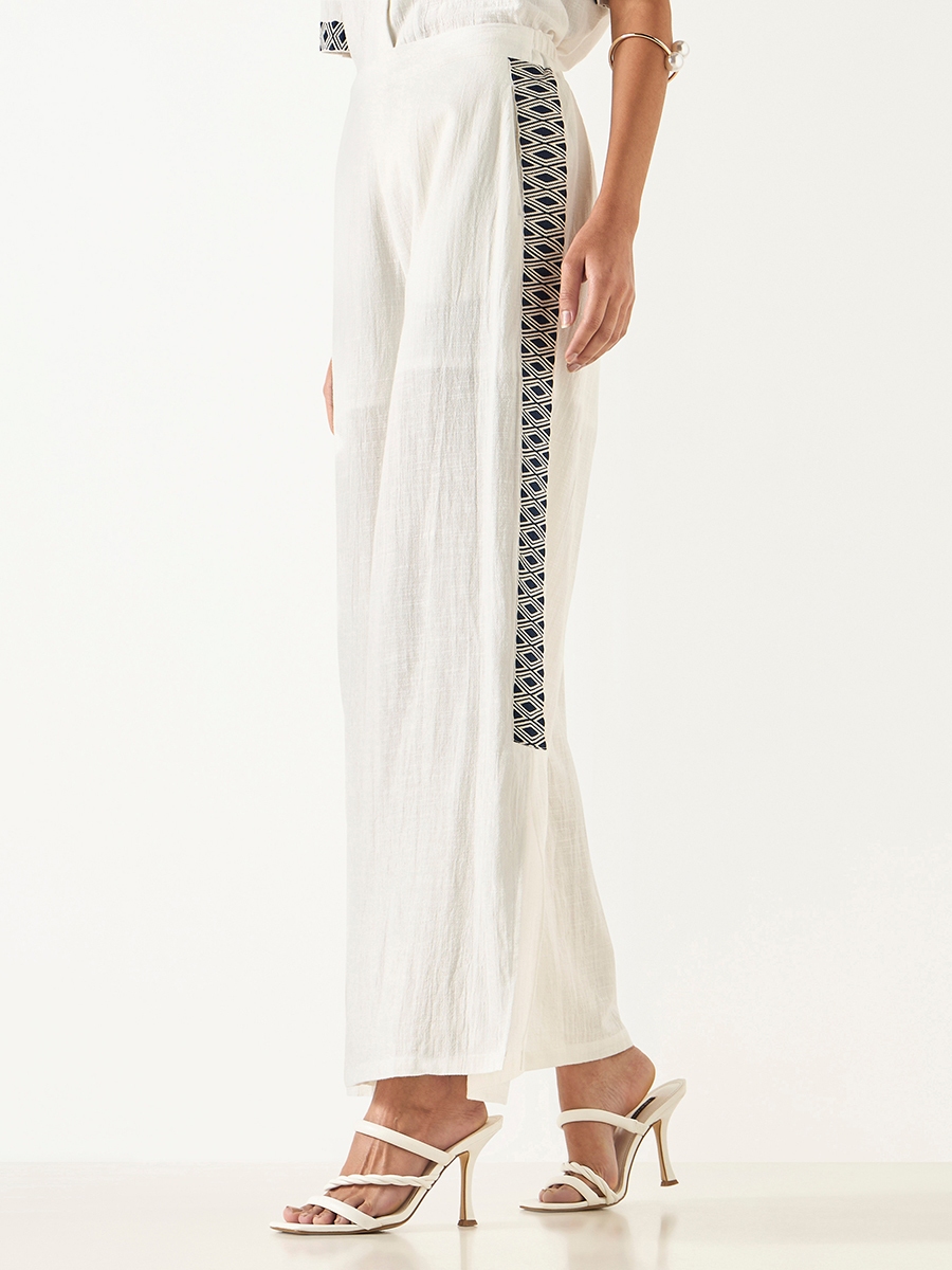 Embroidered Wide Leg Pants