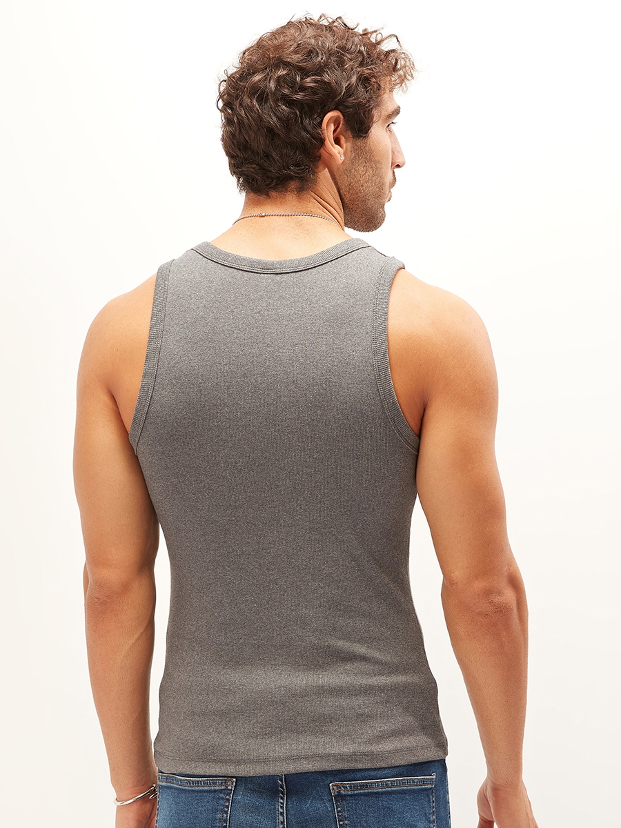 Textured Sleeveless Vest with Scoop Neck