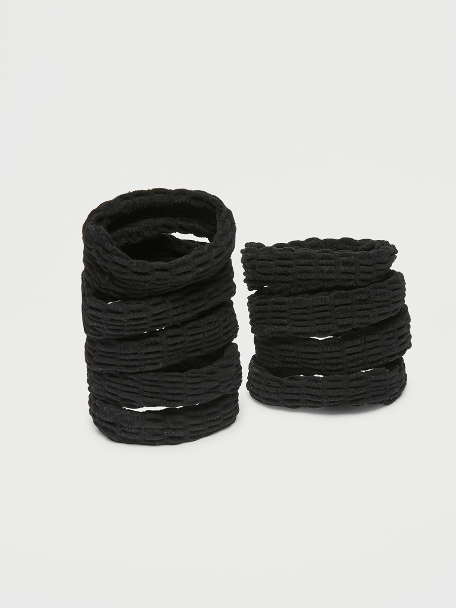 Set of 9 - Textured Elasticated Hair Tie