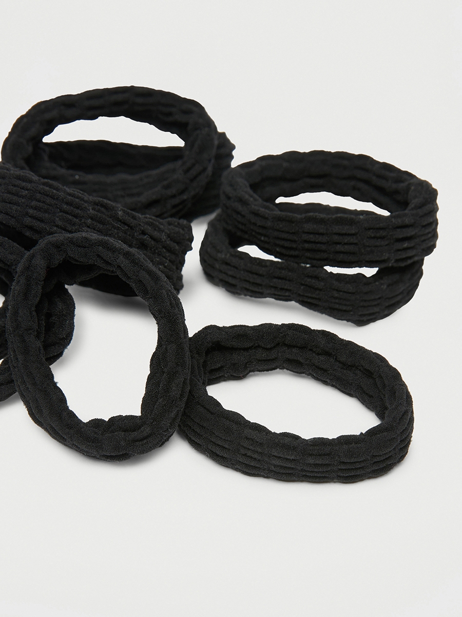 Set of 9 - Textured Elasticated Hair Tie